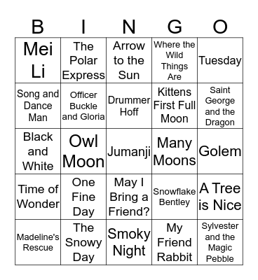 Caldecott Bingo Card