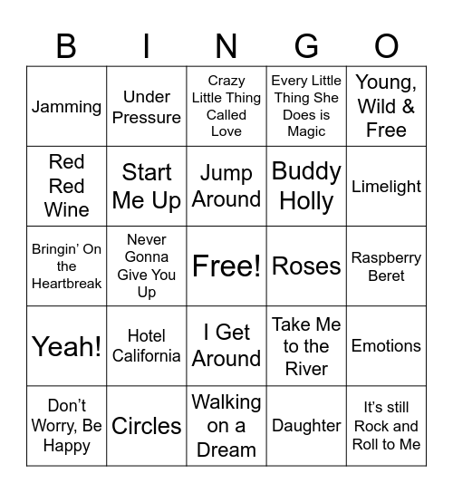 SH - Music Bingo #9 Bingo Card