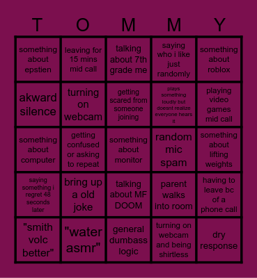 CABLE FAMILY BINGO! Bingo Card