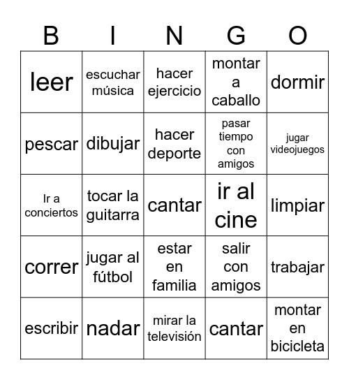 ¿Qué te gusta hacer? Bingo Card