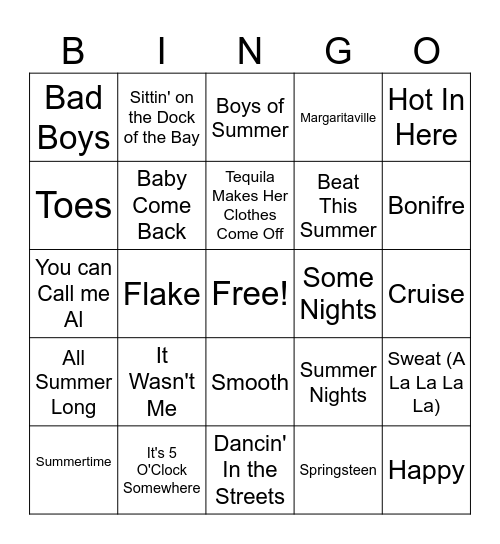 I'm Not Ready for Summer to End Bingo Card