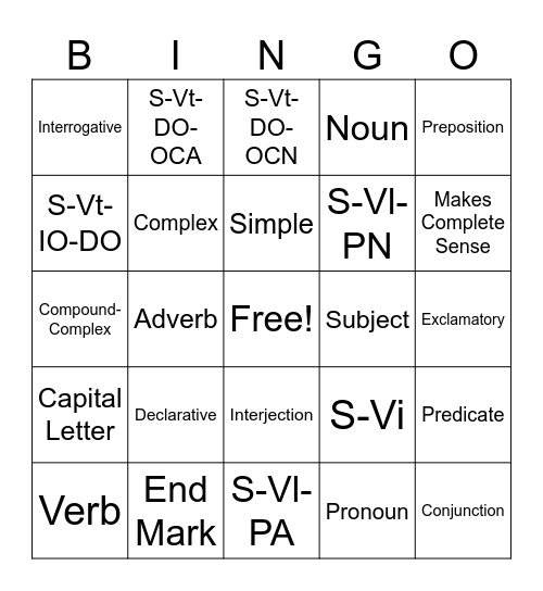 Chart A Bingo Card