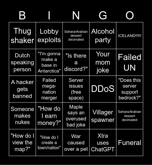 Geo Colenia Bingo Card