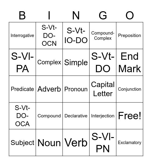 Chart A Bingo Card
