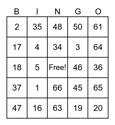 BINGO TEA Bingo Card