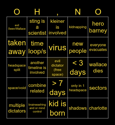 takeover bingo Card
