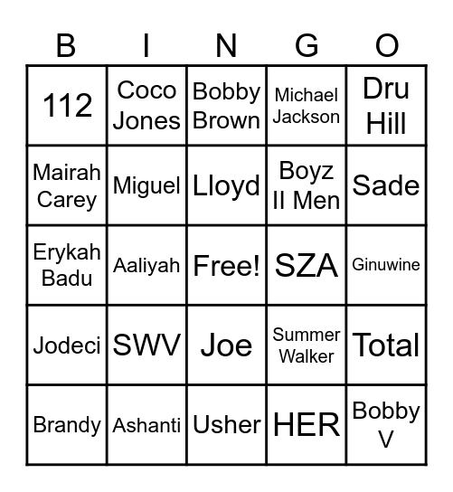 R&Bingo Card