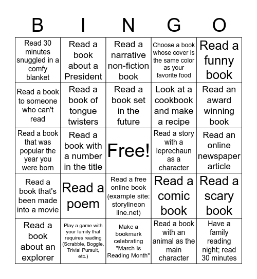 "Souper" Reader Bingo Card