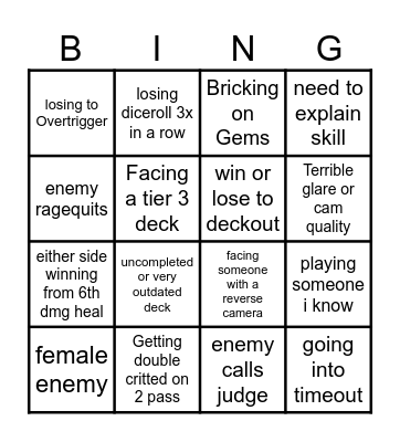 BRO Bingo Card