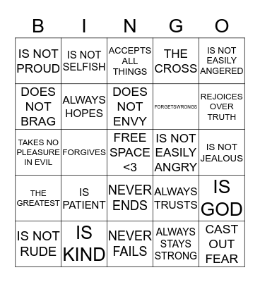 LOVE Bingo Card