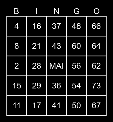 S I O M A I Bingo Card