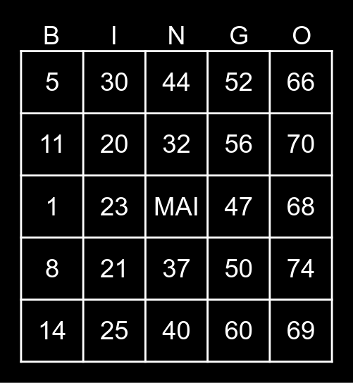 S I O M A I Bingo Card