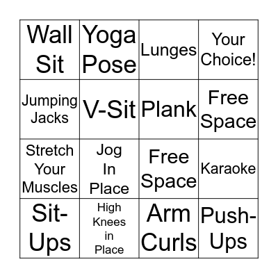 Fitness BINGO Card