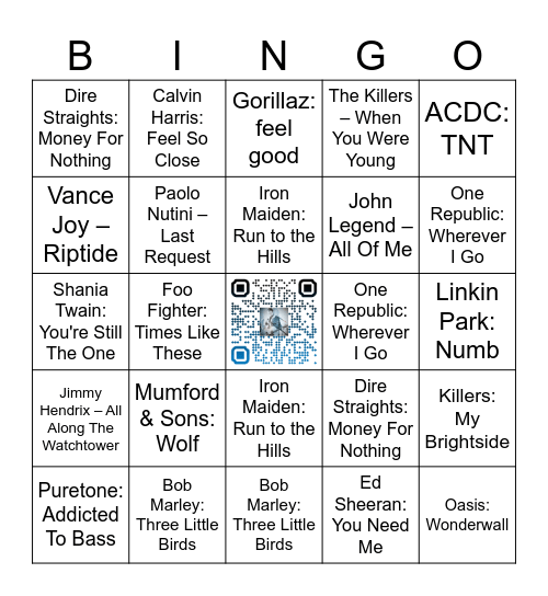 Alex Dobson - Musical Bingo Round 2 Bingo Card