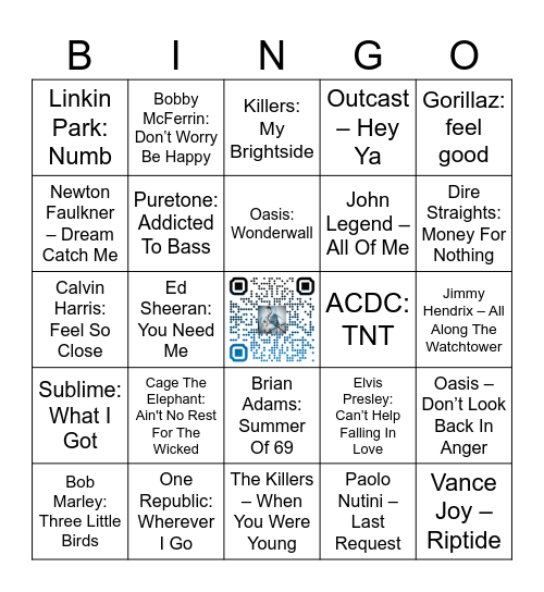 Alex Dobson - Musical Bingo Round 2 Bingo Card