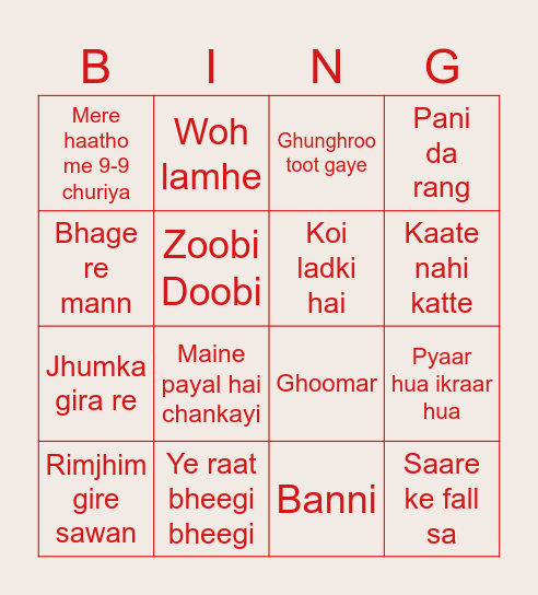 AI Bingo Card