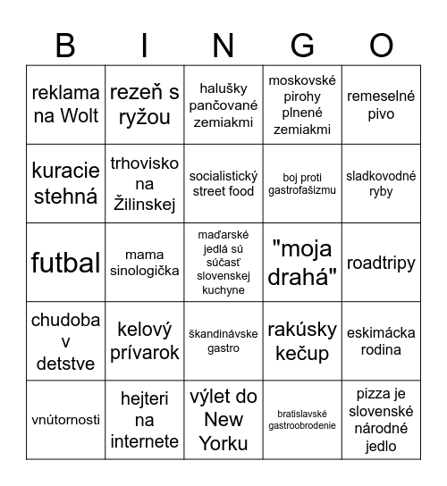 Čojenko Podgast Bingo Card