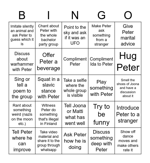 Peter bingo Card