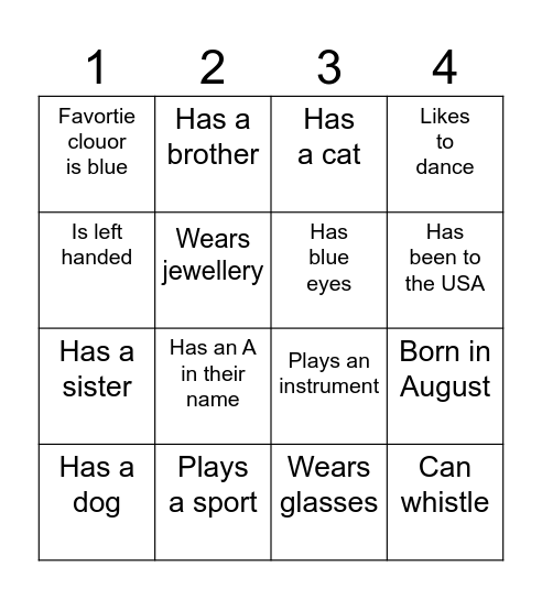 Get To Know You Bingo Card