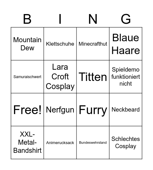 Gamescom Bingo Card