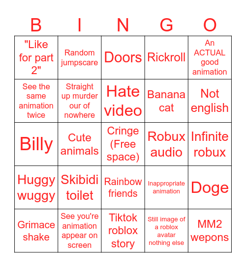 My movie bingo Card