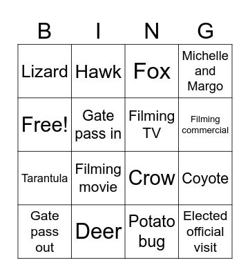 Mt. Lee Bingo Card