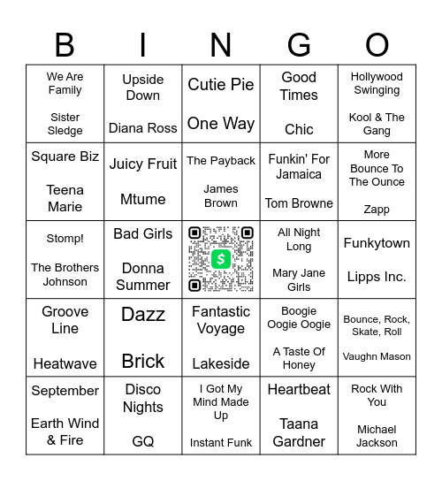 Roller Skating Classics Bingo Card