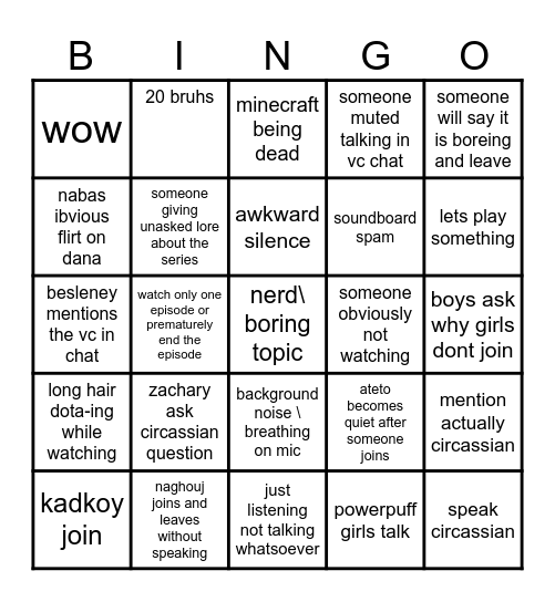 Untitled Bingo Card
