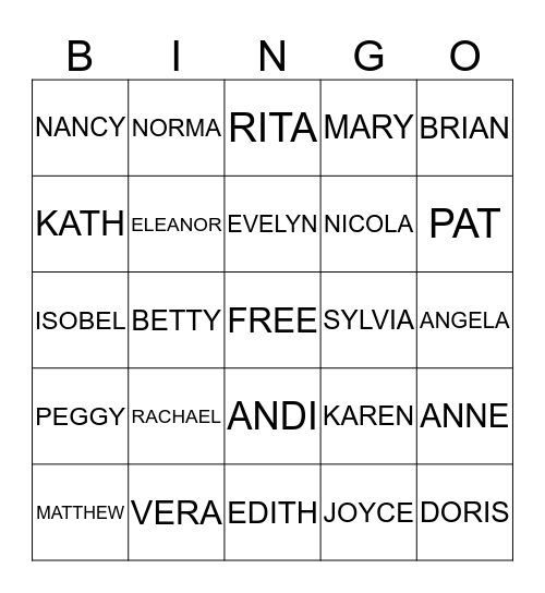 CLUB MEMBERS Bingo Card