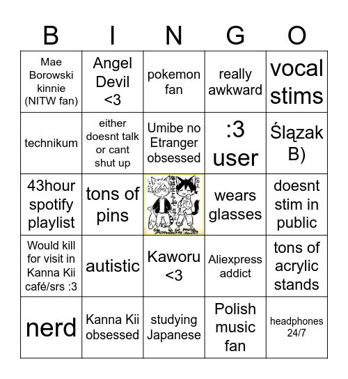 Alek Bingo Card