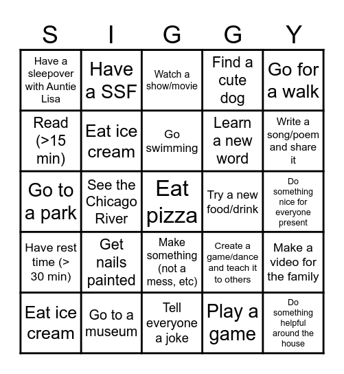 Chicago Fun Time Extravaganza! Bingo Card