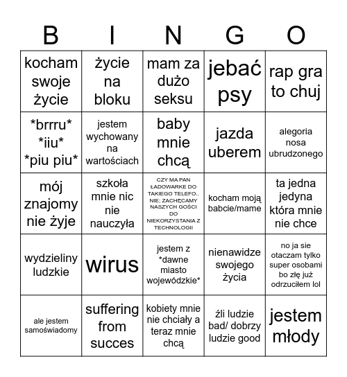 polski rap Bingo Card