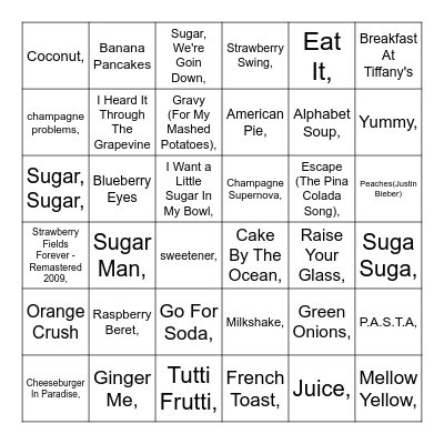 Who's Hungry? Bingo Card