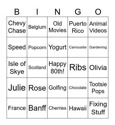Marcy Bingo! Bingo Card