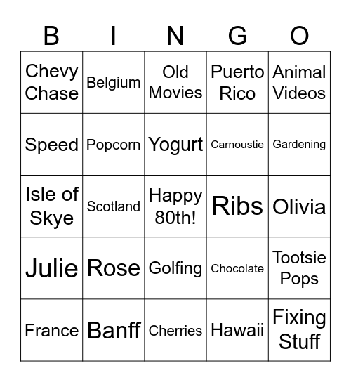 Marcy Bingo! Bingo Card