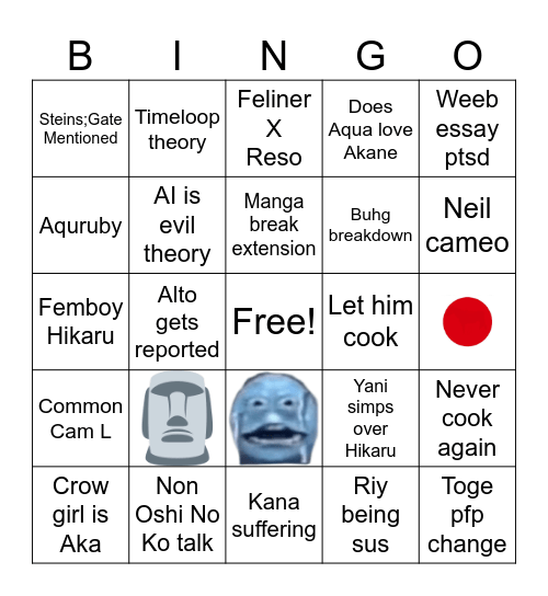 Manga Lounge Bingo Card