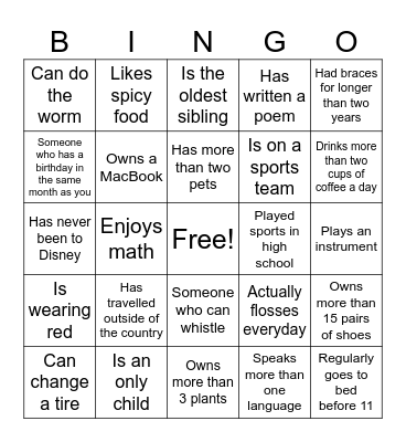 Find someone who... Bingo Card