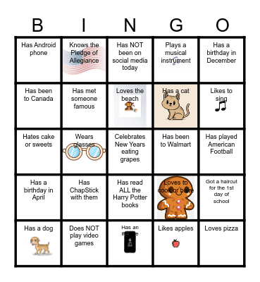 FIND SOMEONE WHO....Name:____________ Bingo Card