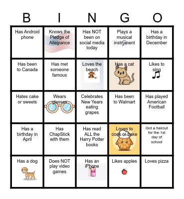 FIND SOMEONE WHO....Name:____________ Bingo Card