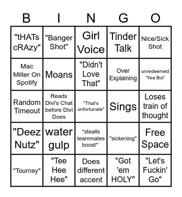 Chop's Bingo Bonanza Bingo Card