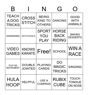 SEARCH FOR HIDDEN TALENTS Bingo Card