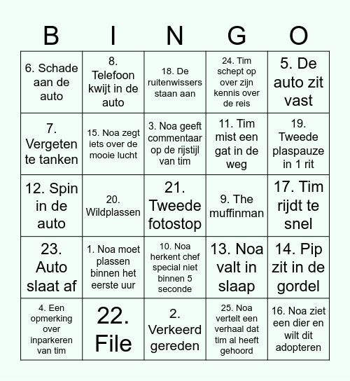 Auto bingo Card