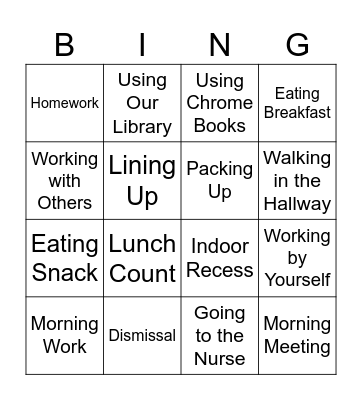 Routines and Procedures Bingo Card