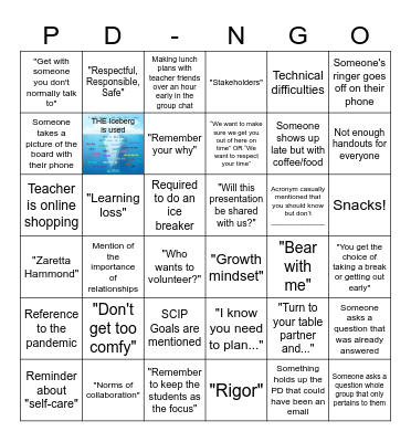 2023-2024 Opening Week Bingo Card