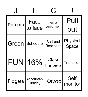 Behavior Bingo! Bingo Card
