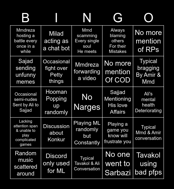 RP Simple Bingo Card