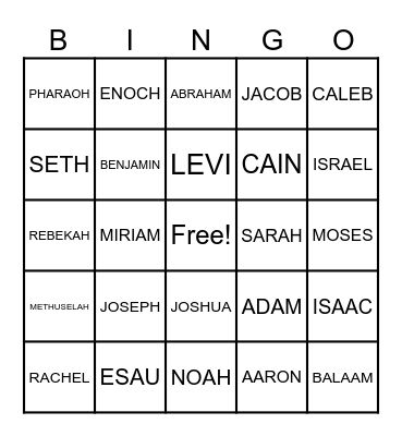 BIBLE BINGO Card
