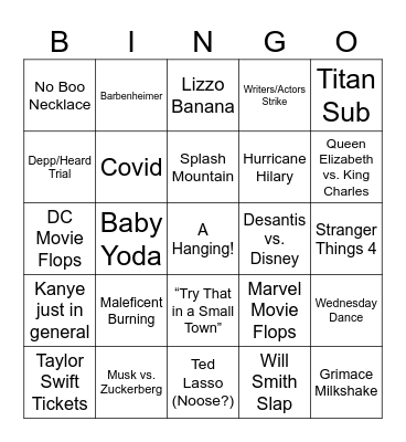 The Hanging: Uncanceled Bingo Card