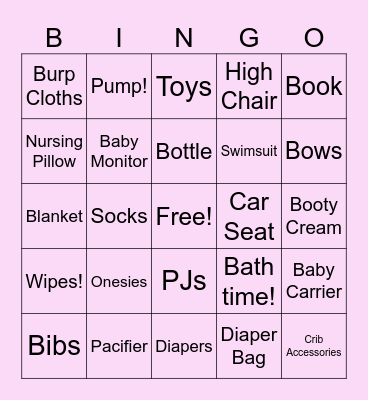 Charlotte's Baby Bingo! Bingo Card