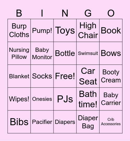 Charlotte's Baby Bingo! Bingo Card